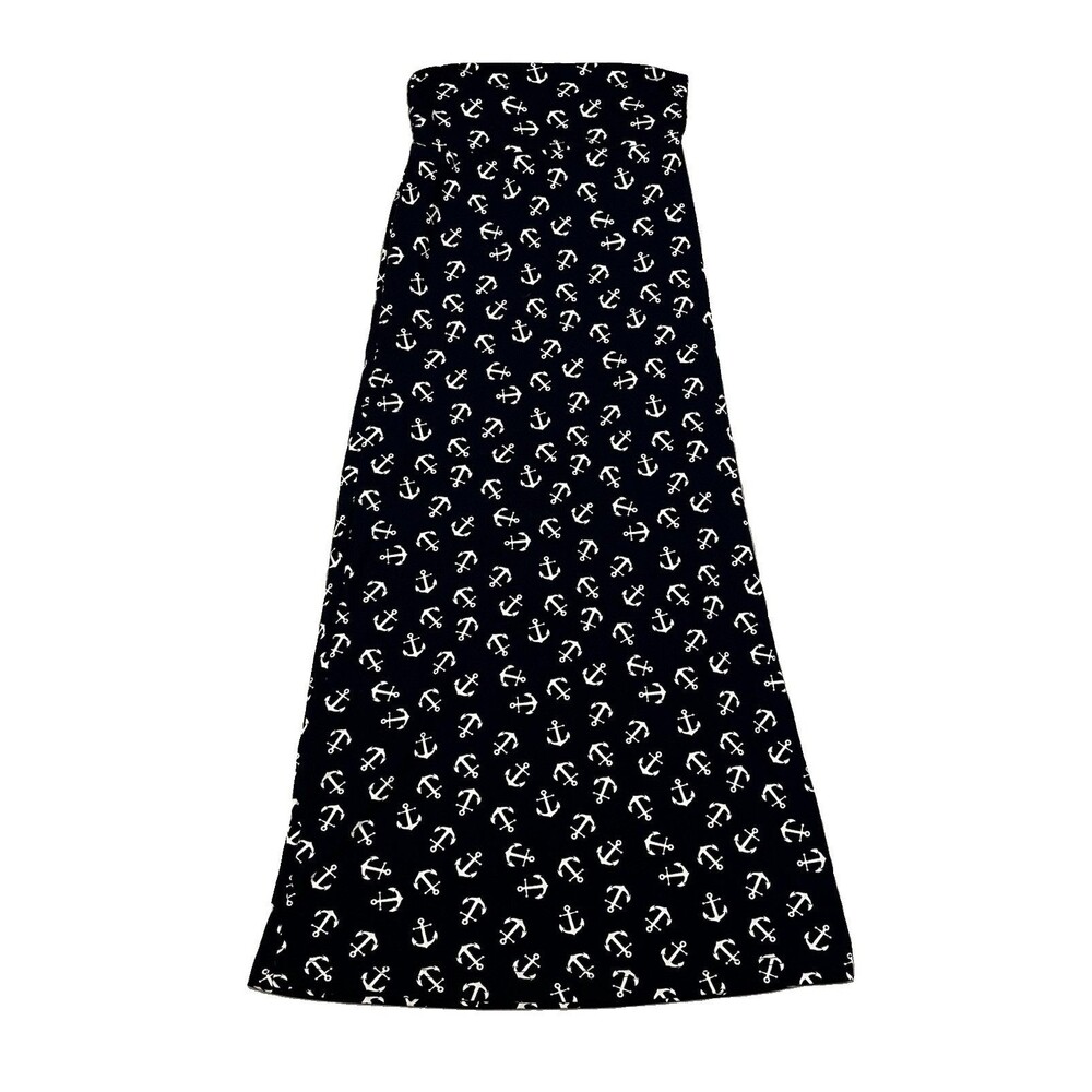 rue21 Anchor Maxi Skirt Womens Small Nautical Navy White Long Stretch Skirt